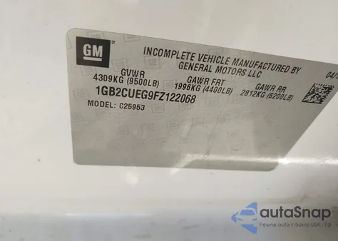 2015 Chevrolet Silverado 2500Hd Wt z USA, uszkodzony, nr VIN 1GB2CUEG9FZ122068